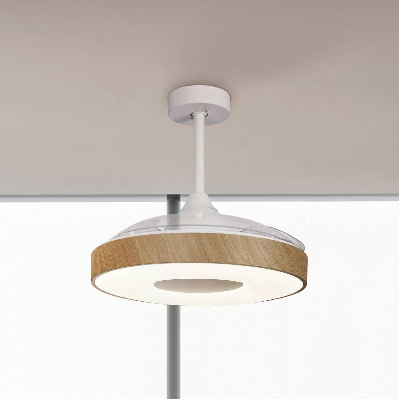 LED-Deckenventilator Coin holz DC-Motor leise Ø 106 cm CCT von Mantra Iluminación