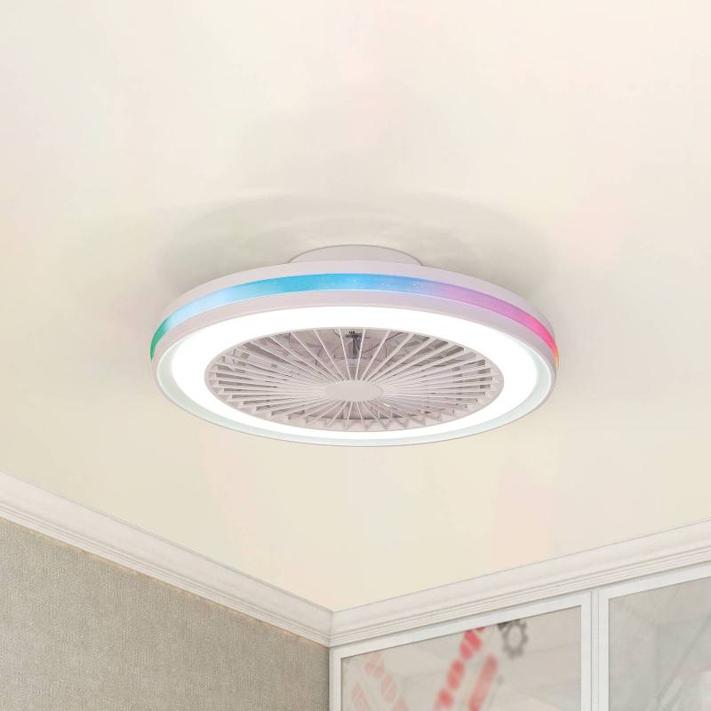 LED-Deckenventilator Gamer weiß DC leise Ø 47 cm CCT RGB von Mantra Iluminación