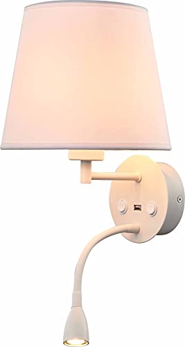 Mantra Iluminación. Modell CAICOS Wandleuchte mit Lesegerät und USB-Stecker aus Eisen und Aluminium, matt-weiß von Mantra Iluminación