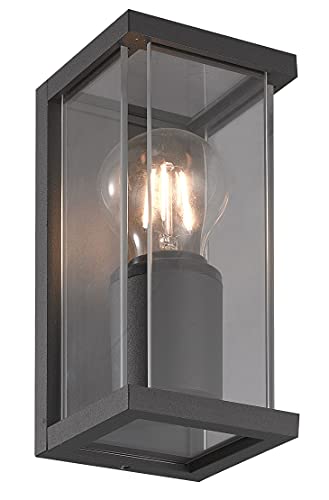 Mantra Iluminación. Modell Meribel Wandleuchte für den Außenbereich, rechteckig, Höhe 20 cm, aus Aluminium und Glas in Graphit von Mantra Iluminación