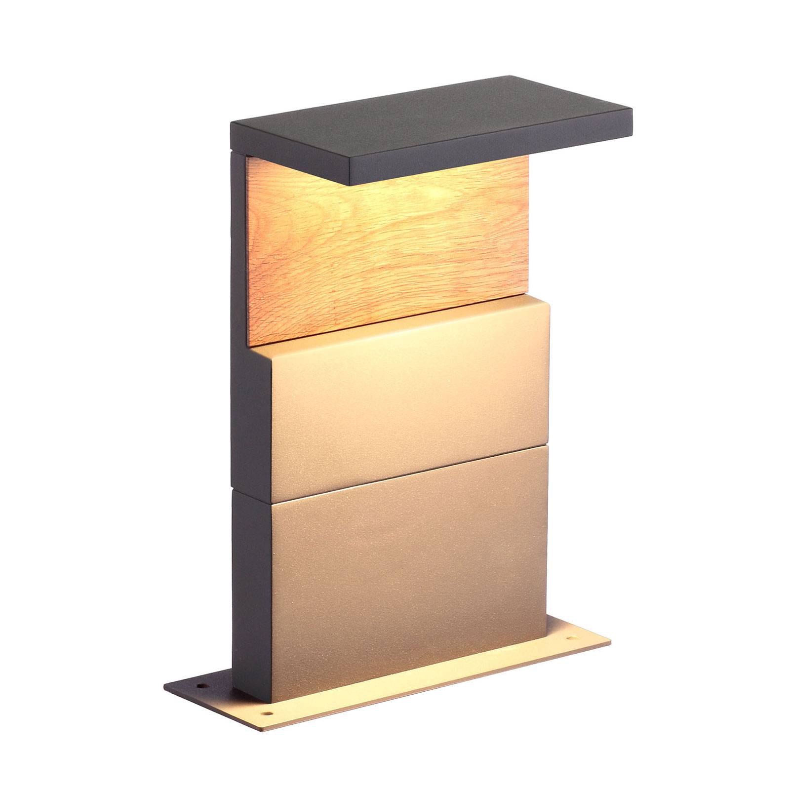 LED-Sockelleuchte Ruka mit Holz-Element, 35 cm von Mantra Iluminación