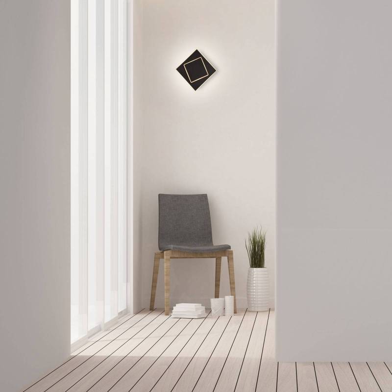 LED-Wandleuchte Dakla, schwarz, 18x18 cm von Mantra Iluminación