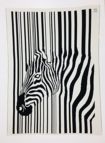 Mantuki Acryl Zebra Decke Punkt, gekämmte Baumwolle und Dralon, Schwarz und Ecru, Einzelbett, 180 x 120 x 1 cm von Mantuki