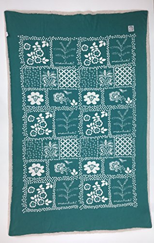 Mantuki Frühjahr Decke für Kinderbett, gekämmte Baumwolle und Acryl Dralon, Ecru und Grün, Einzelbett, 180 x 120 x 1 cm von Mantuki