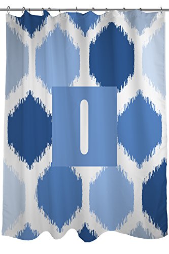 Manual Woodworker s & Weavers Duschvorhang, Monogramm-Buchstabe I, Blauer Batik von Manual Woodworker