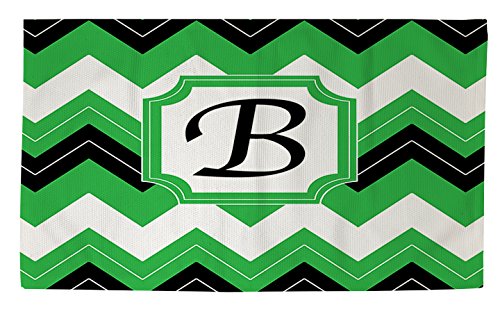 Manual Woodworkers & Weavers Dobby Badteppich, 60 x 91 cm, monogrammierter Buchstabe B, schwarzer Chevron von Manual Woodworkers & Weavers