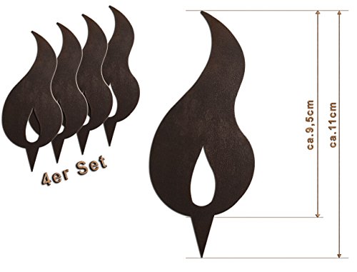 Edelrost Deko-Flamme 4er Set (Eine Spitze) Größe S/ 11cm: Wunderschöner Deko-Artikel für Ihre Wohnung - Weihnachts-Deko von Manufakt-Design von Manufakt-Design Franken