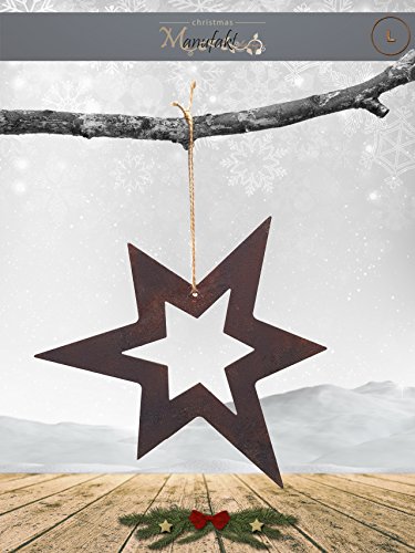 Edelrost Stern Aufhänger: Variante F / Größe L: 34cm (Offen Asymmetrisch) - Wunderschöner Weihnachtsstern, Ideal für Ihren Hauseingang, im Garten auf Ihrer Terrasse oder in der Wohnung von Manufakt-Design Franken
