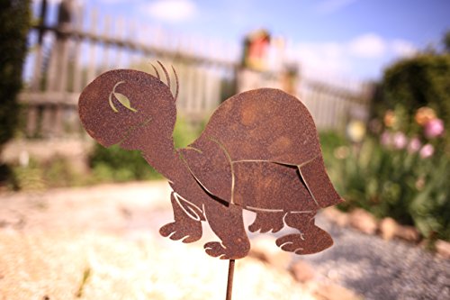 Freundliche Edelrost Schildkröte 28cm/Stab: Gartenstecker als Garten Deko, im Blumenkasten,dem Balkon,Ihrer Terrasse oder in der Wohnung - von Manufakt-Design von Manufakt-Design Franken