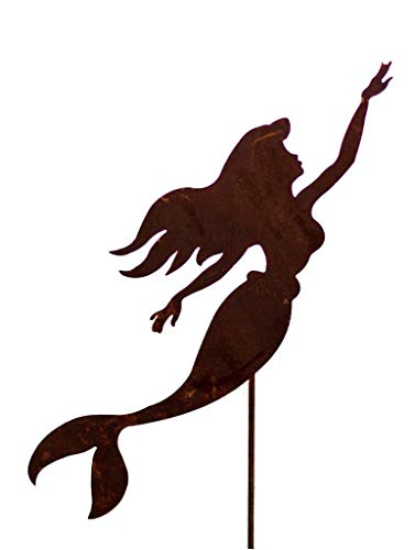 Manufakt-Design Franken Meerjungfrau-Mermaid springend Edelrost am Stab von Manufakt-Design Franken