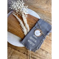 Edle Leinen-Baumwollservietten Im Vintage-Look Eat. Drink. Enjoy von ManufaktLIEBENSWERT