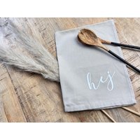 Geschirrtuch Küchenhandtuch Hej Beige von ManufaktLIEBENSWERT