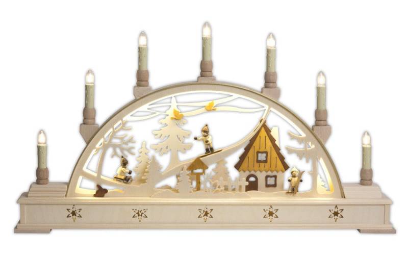 Manufaktur Holger Seidel LED Schwibbogen Schwibbogen LED 64 cm, Motiv Winterkinder von Manufaktur Holger Seidel
