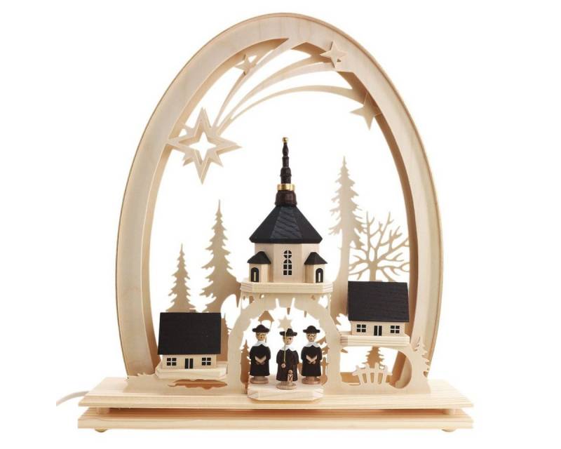Manufaktur Holger Seidel Lichterbogen Seidel LED Schwibbogen Seiffener Kirche mit Stolle von Manufaktur Holger Seidel