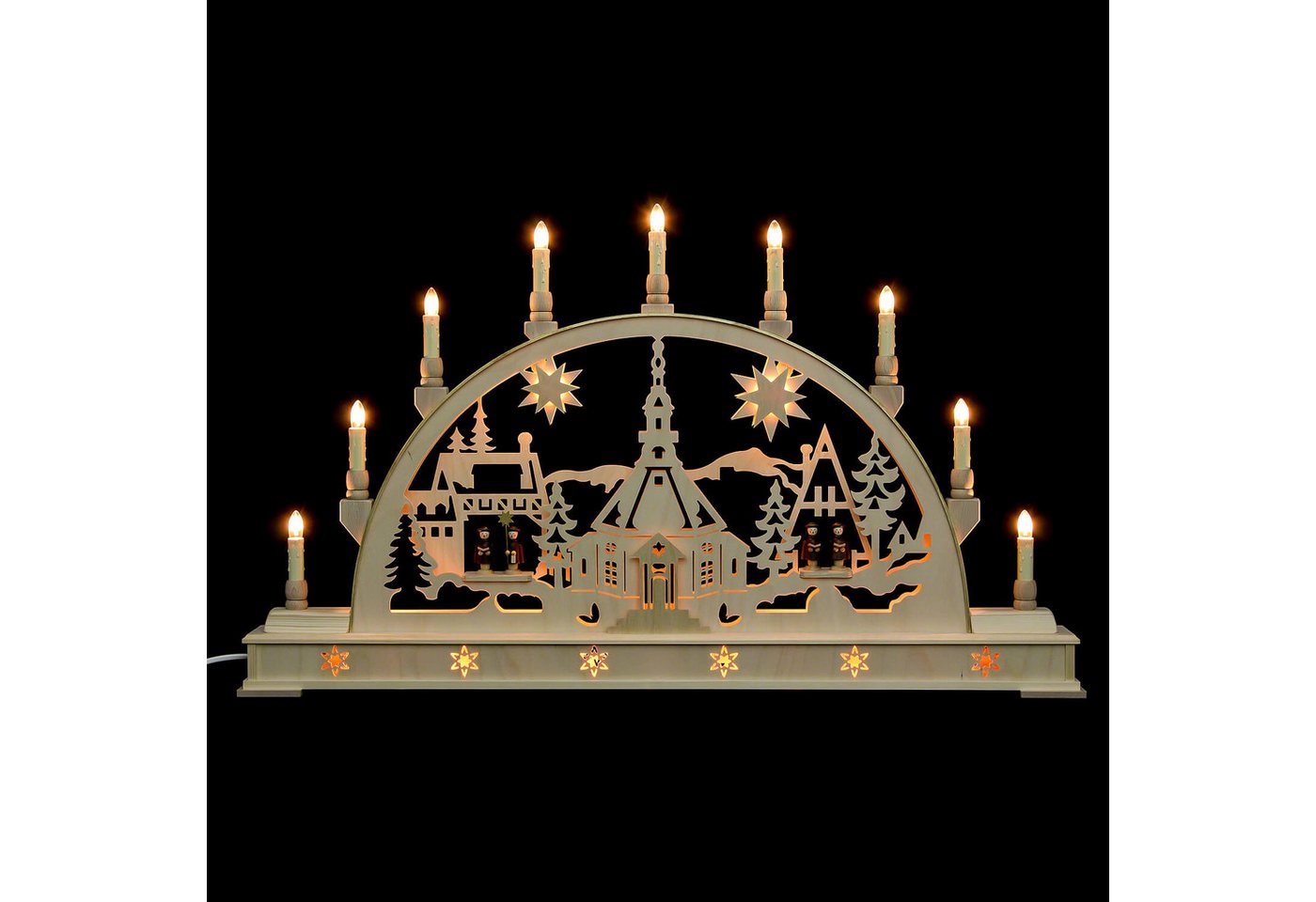 Manufaktur Holger Seidel Schwibbogen Schwibbogen Kirche mit Kurrende und Sockel (78cmx45cm) von Manufaktur von Manufaktur Holger Seidel