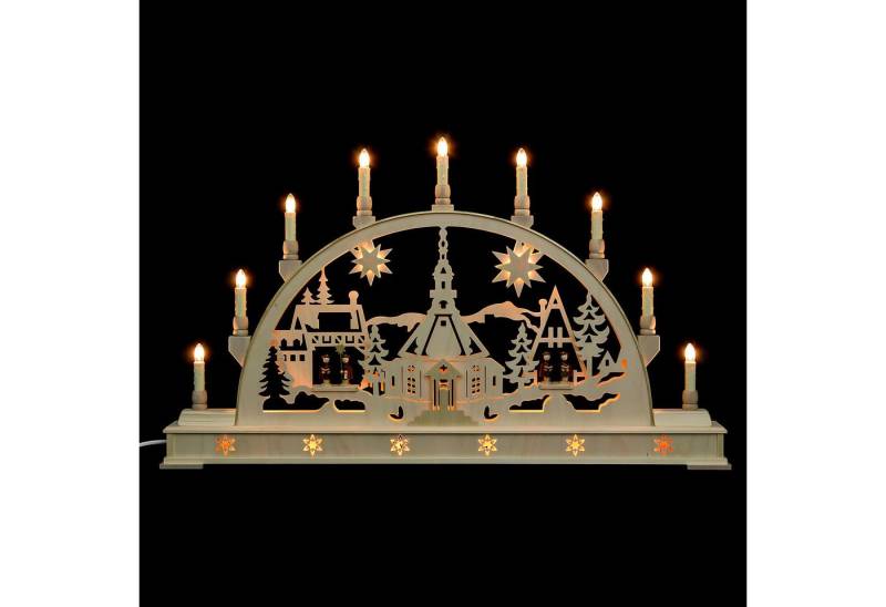 Manufaktur Holger Seidel Schwibbogen Schwibbogen Kirche mit Kurrende und Sockel (78cmx45cm) von Manufaktur von Manufaktur Holger Seidel