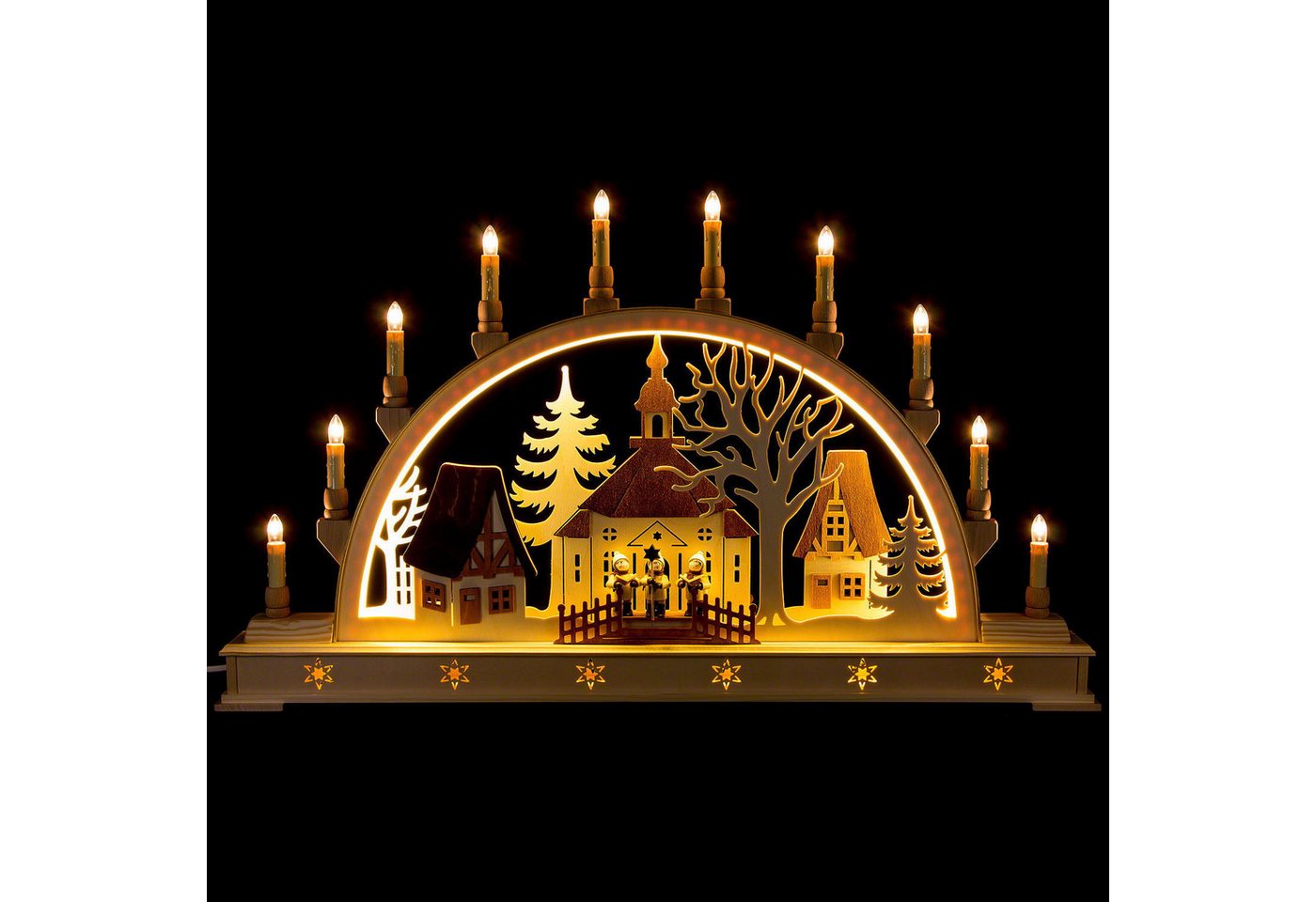 Manufaktur Holger Seidel Schwibbogen Schwibbogen Kirche mit Sternsängern (78x45cm) von Manufaktur Seidel von Manufaktur Holger Seidel