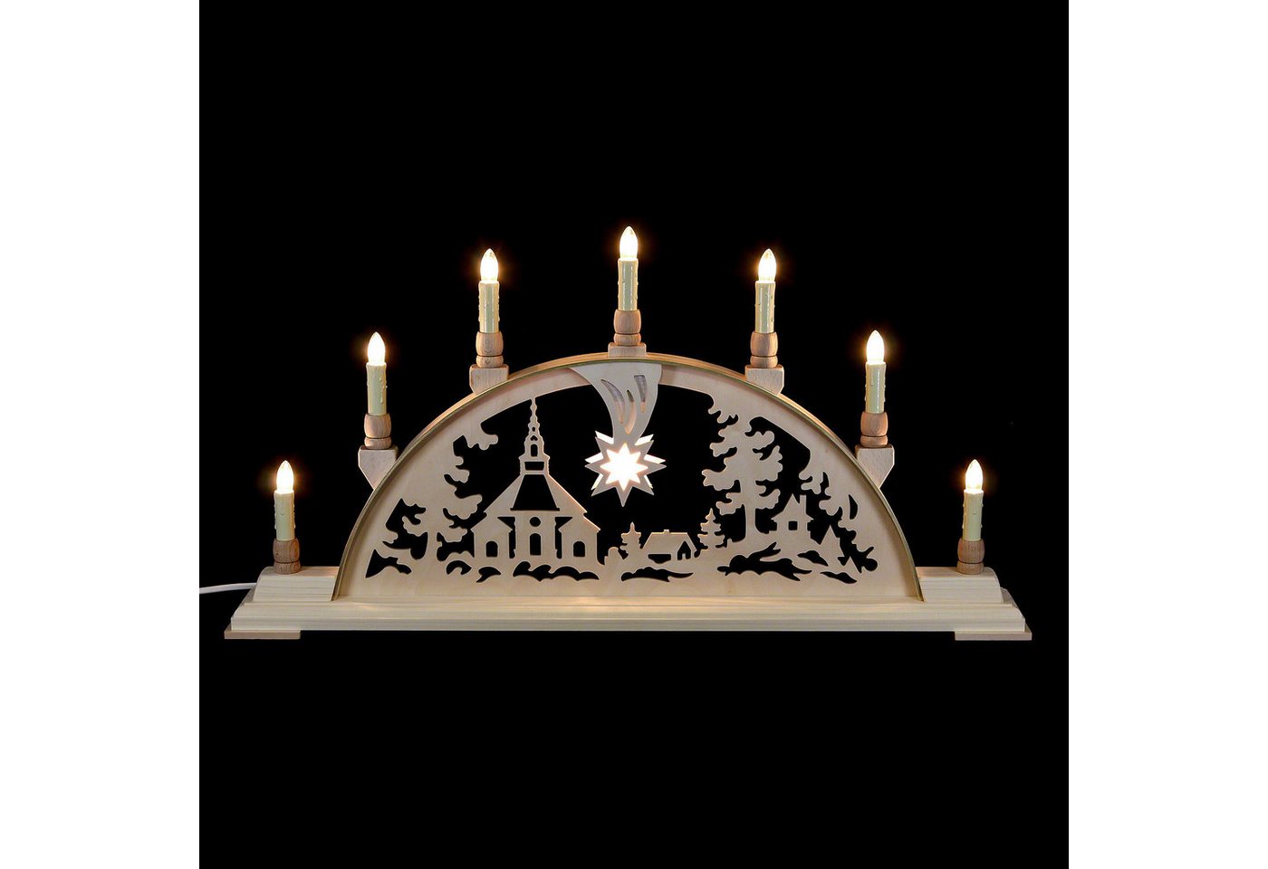 Manufaktur Holger Seidel Schwibbogen Schwibbogen Seiffener Kirche (63cmx32cm) von Manufaktur Seidel von Manufaktur Holger Seidel