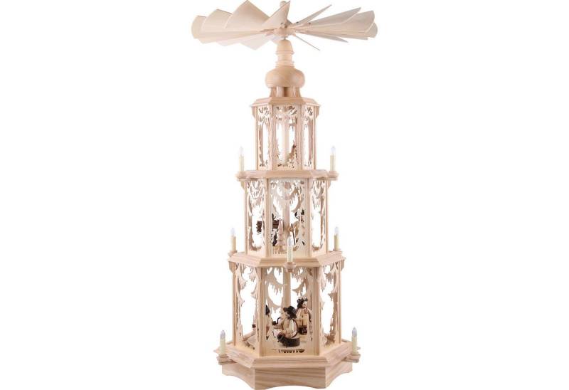 Manufaktur Holger Seidel Weihnachtspyramide 3-stöckige Pyramide Walddesign - elektrisch mit Figuren (105cm) von Ma von Manufaktur Holger Seidel