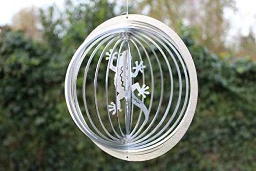 Manufaktur-Lichtbogen Edelstahl Windspiel Kreis Gecko - 19 cm von Manufaktur Lichtbogen