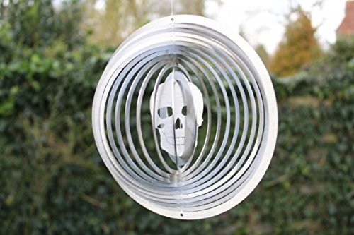 Manufaktur Lichtbogen Edelstahl Windspiel Kreis Totenkopf - 19 cm von Manufaktur Lichtbogen