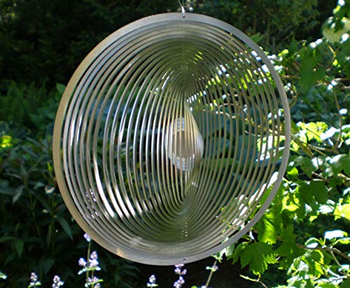 Manufaktur-Lichtbogen Edelstahl Windspiel Kreis fein 19 cm Gartendeko Windspiele Metall von Manufaktur-Lichtbogen