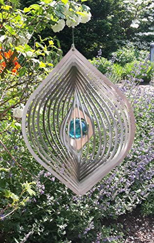 Manufaktur-Lichtbogen Edelstahl Windspiel Träne mit Glaskugel Gartendeko Dekoration von Manufaktur-Lichtbogen