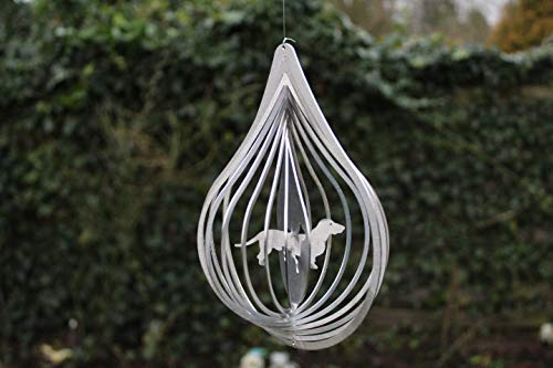 Manufaktur Lichtbogen Edelstahl Windspiel Tropfen Dackel von Manufaktur Lichtbogen
