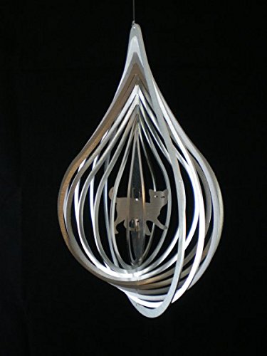 Manufaktur Lichtbogen Edelstahl Windspiel Tropfen Katze - 18,5 x 13 cm von Manufaktur Lichtbogen