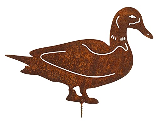 Manufaktur-Lichtbogen Rost Gartenfigur Ente zum Einschrauben Edelrost Gartendeko Gartendekoration von Manufaktur-Lichtbogen