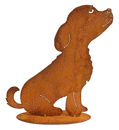 Manufaktur Lichtbogen Rost Gartenfigur Hund sitzend Edelrost Gartendeko aus Metall von Manufaktur Lichtbogen