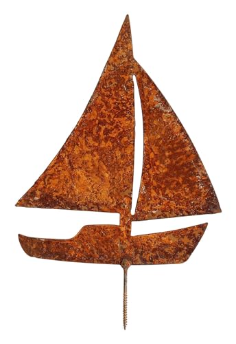 Manufaktur Lichtbogen Rost Gartenfigur Segelboot zum Einschrauben rostige Gartendeko Maritime Rostdeko von Manufaktur Lichtbogen