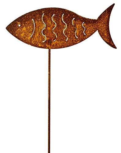 Manufaktur-Lichtbogen Rost Gartenstecker Fisch 60 cm Edelrost Gartendeko Metall Dekoration von Manufaktur-Lichtbogen