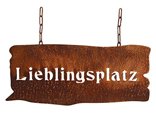 Manufaktur Lichtbogen Rost Hängeschild Lieblingsplatz Edelrost Gartenschild Metall von Manufaktur Lichtbogen
