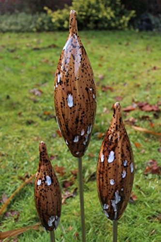 Manufaktur-Lichtbogen Spitzen aus Keramik - braun - 30/25/20 cm Garten Rosenkugel Zapfen von Manufaktur-Lichtbogen