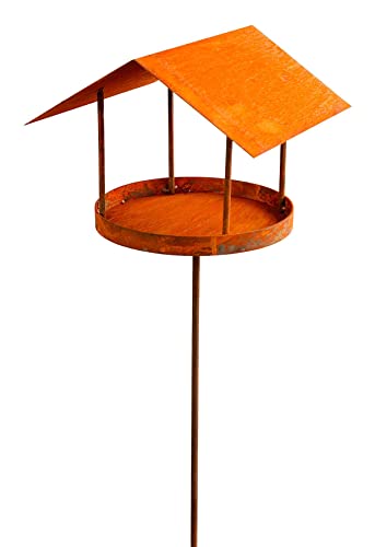 Manufaktur Lichtbogen Rost Vogelfutterhaus am Stab Metall Futterhaus Edelrost Futterplatz für Vögel von Manufaktur Lichtbogen