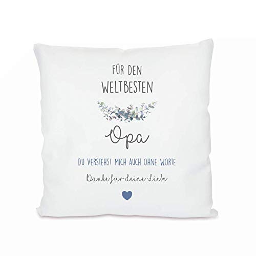 Kissen mit Spruch “Für den weltbesten Opa. Du verstehst Mich …“ I zum Kuscheln und als Deko I liebevolles Geschenk als Dankeschön, zum Geburtstag, zu Weihnachten und Anderen Anlässen von Manufaktur Liebevoll