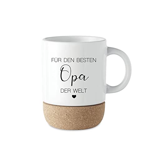 Manufaktur Liebevoll I Tasse Opa Geschenk Kaffeetasse Keramiktasse mit Kork Boden & Deckel Spruch Tasse Opa | Kaffeebecher Geburtstag Vatertag Danke Weihnachten Enkel Geschenk (Bester Opa) von Manufaktur Liebevoll