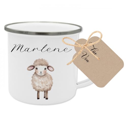 Manufaktur Liebevoll Namenstasse Kinder Kindertasse Personalisiert Emaille Tasse Mädchen Junge Geschenk Schaf Tier-Motiv Manufaktur Liebevoll Namenstasse Kinder Kindertasse Personalisiert Emaille Tasse Mädchen Junge Geschenk Schaf Tier-Motiv von Manufaktur Liebevoll