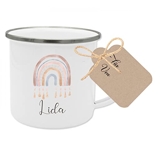 Manufaktur Liebevoll Personalisierte Tasse mit Regenbogenmotiv - Serie Regenbogen Aquarell - Geschenk für Kinder von Manufaktur Liebevoll