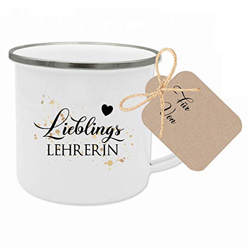 Tasse mit Spruch Lieblingslehrerin I Das perfekte Geschenk für die Lehrerin I Geschenkidee zum Geburtstag, als Dankeschön und zu Weihnachten I mit Geschenkanhänger von Manufaktur Liebevoll