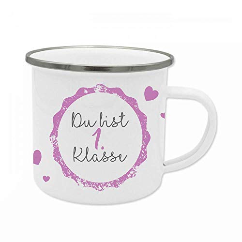 Manufaktur Liebevoll Tasse Geschenk Einschulung Mädchen Tassen zur Einschulungsgeschenk mit Spruch Du bist 1. Klasse (Lila) von Manufaktur Liebevoll