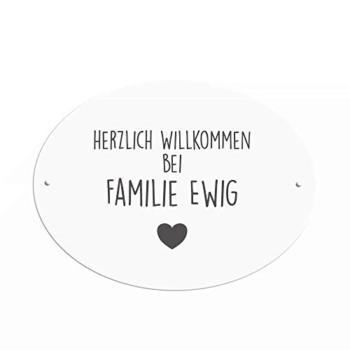 Türschild personalisiert mit Namen der Familie I Motiv “Ewig” für die Haustür mit Gravur I ideal als Geschenk für besondere Anlässe: Einweihung, Richtfest, Einzug, Hochzeit, Geburtstag von Manufaktur Liebevoll