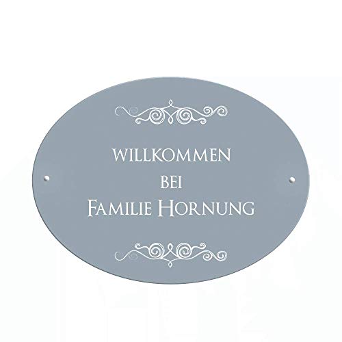 Türschild personalisiert mit Namen der Familie I Motiv “Hornung” für die Haustür mit Gravur I ideal als Geschenk für besondere Anlässe: Einweihung, Richtfest, Einzug, Hochzeit, Geburtstag von Manufaktur Liebevoll