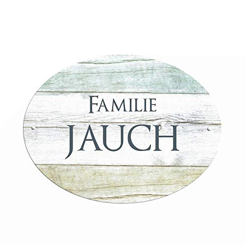 Türschild personalisiert mit Namen der Familie I Motiv “Jauch” für die Haustür mit Gravur I ideal als Geschenk für besondere Anlässe: Einweihung, Richtfest, Einzug, Hochzeit, Geburtstag von Manufaktur Liebevoll