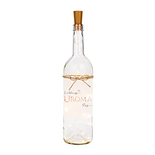 Manufaktur Liebevoll personalisiertes Flaschenlicht - Leuchtflasche für die Uroma - Geschenk und Dankeschön - zartes rosafarbenes Design von Manufaktur Liebevoll