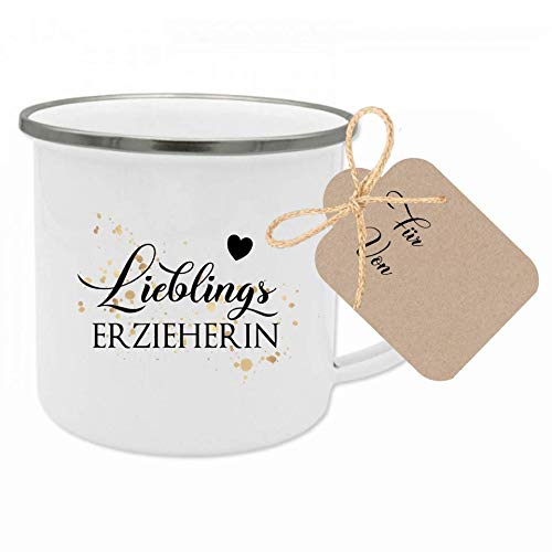 Tasse mit Spruch “Lieblingserzieherin“ I Das perfekte Geschenk für die Erzieherin I Geschenkidee zum Geburtstag, als Dankeschön und zu Weihnachten I mit Geschenkanhänger von Manufaktur Liebevoll