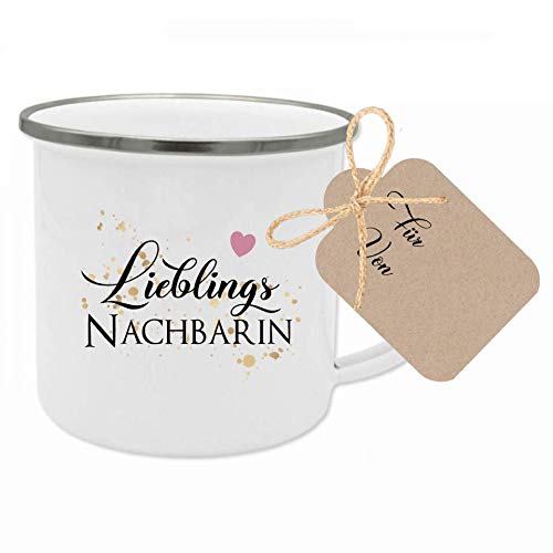 Tasse mit Spruch Lieblingsnachbarin I Das perfekte Geschenk für die Nachbarin I Geschenkidee zum Geburtstag, als Dankeschön und zu Weihnachten I mit Geschenkanhänger von Manufaktur Liebevoll