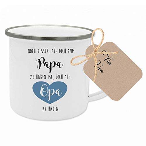 Tasse mit Spruch “Noch besser als dich zum Papa zu haben ...” I Das perfekte Geschenk für den Opa I Geschenkidee zum Geburtstag, als Dankeschön und zu Weihnachten I mit Geschenkanhänger von Manufaktur Liebevoll