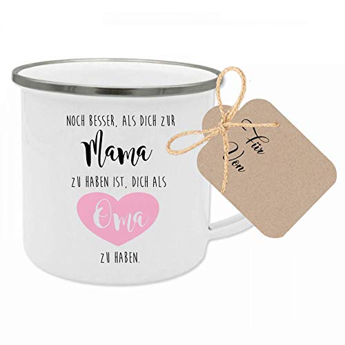 Manufaktur Liebevoll Tasse mit Spruch Noch besser als dich zur Mama... I Das perfekte Geschenk für die Oma I Geschenk zum Geburtstag und als Dankeschön I mit Geschenkanhänger von Manufaktur Liebevoll